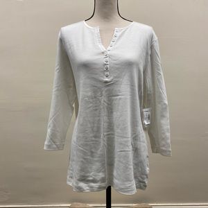 NWT Dress Barn Woman White 3/4 Sleeve Henley